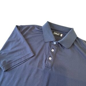 Titleist Men's Honeycomb Pattern Solid Navy Blue Performance Golf Polo Shirt, XL